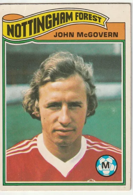 Topps 1978 orange Rücken Fußballkarte: John McGovern Nottingham Forest