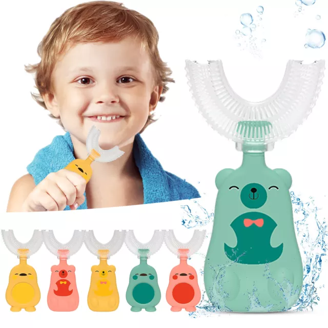 2PCS Kids U-shape Silicone Toothbrush 360° Thorough Cleansing Massage Toothbrush