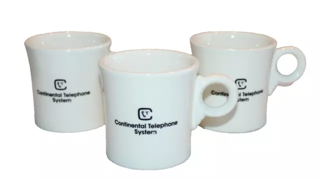 3 vintage Continental Telephone System coffee mugs white lot