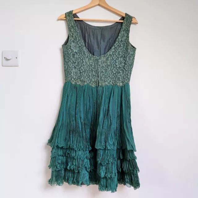 1960s Teal Sea Green Vintage Cocktail Dress : Lace And Silk Organza,... 2