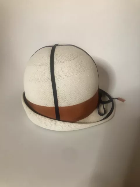 ON SALE Vintage Great Gatsby Racetrack Season Women’s Fancy Hat White Black Tan