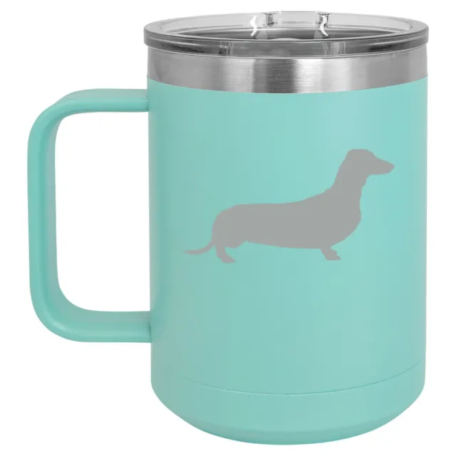 15oz Tumbler Coffee Mug Handle & Lid Travel Cup Vacuum Insulated Dachshund