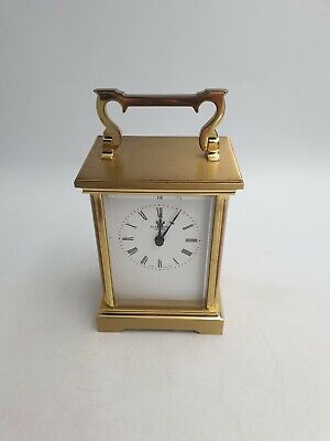 Vintage Richardsons Ampthill Heavy Brass Cased Metal Carriage Mantle Clock