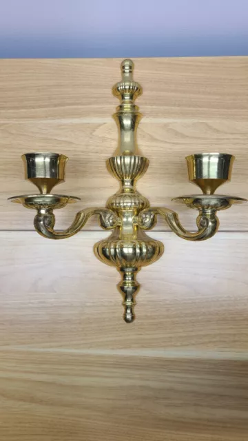 Vintage 14" 5/8 Cast Brass Wall Mount Victorian Regency Wall Candlestick Sconce