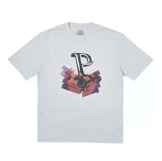 PALACE P Smish Logo Tee Shirt XL Grey Marl SS19 New Chinatown Market Supreme FTP