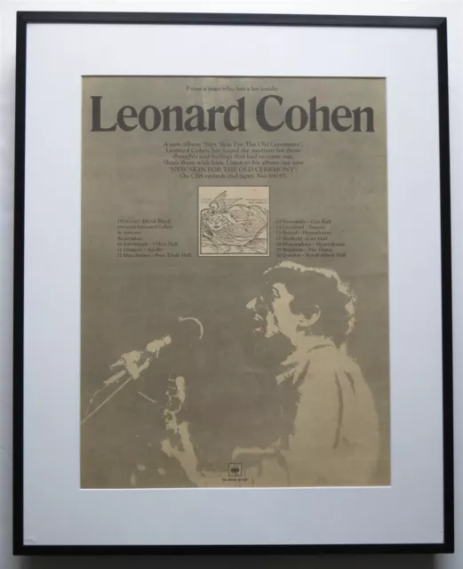 Leonard Cohen * UK tour* original 1974 ad poster framed 42 x 52 cm FREE SHIPPING