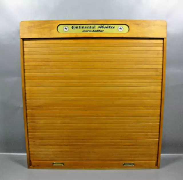 alter Werbeschrank CONTINENTAL Absätze Werbung Mid Century Rollladen Schrank