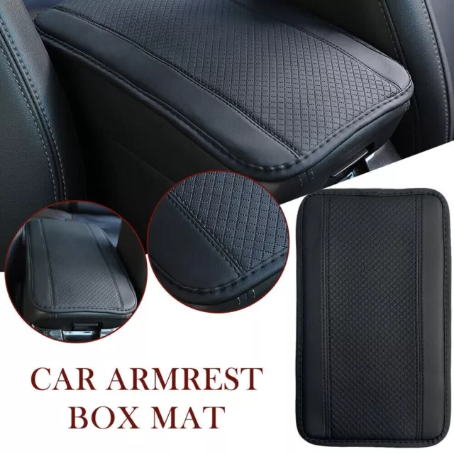 Black Leather Armrest Cushion Cover Center Console Box Mat Car Protector Pad