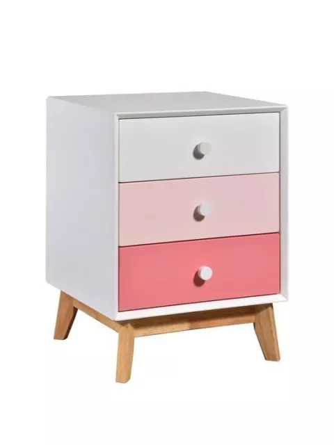 Orla 3 Drawer Bedside Chest - White Pink Blush Drawers Girls Bedroom - Very £130 2