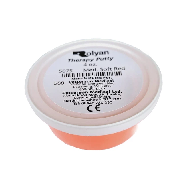 Rolyan Therapy Putty Resistive Hand Exercise 4oz 5075 Medium Soft Red
