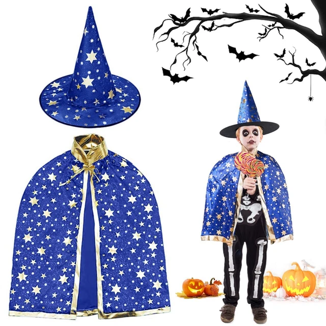 LGZIN Costumi di Halloween Strega Mantello da Mago con Cappello per Bambini
