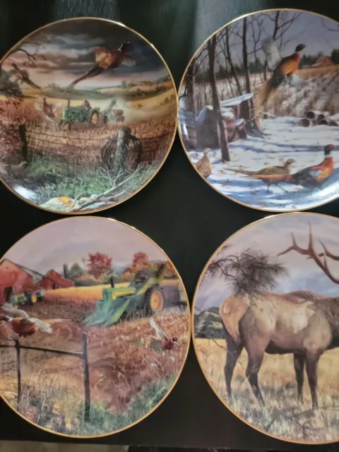 Set of 4 Danvury Mint Collector Plates Charles Freitag pheasants elk