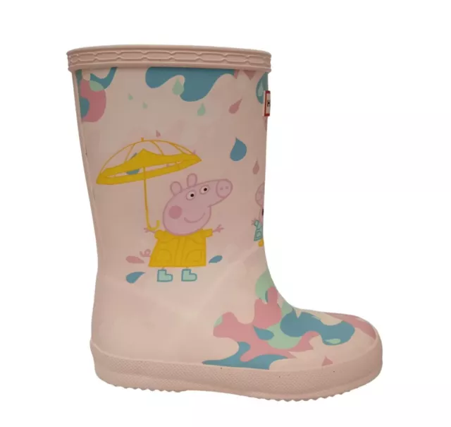 HUNTER Kids Pale Pink Rubber Peppa Pig Mud Puddle Rain Boots EU27 UK9 RRP50 NEW