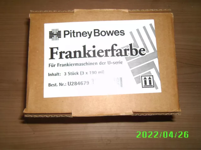 Frankierfarbe für Pitney Bowes Frankiermaschine Paragon 3x190ml. NEU OBVP