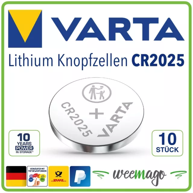 VARTA | CR2025 | Lithium Knopfzelle Knopfbatterie | 3V | 10x Stück