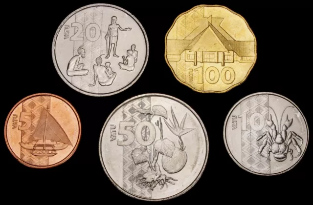 Vanuatu 100 to 5 Vatu 2015 UNC Set - 5 pcs (GLCS-002)