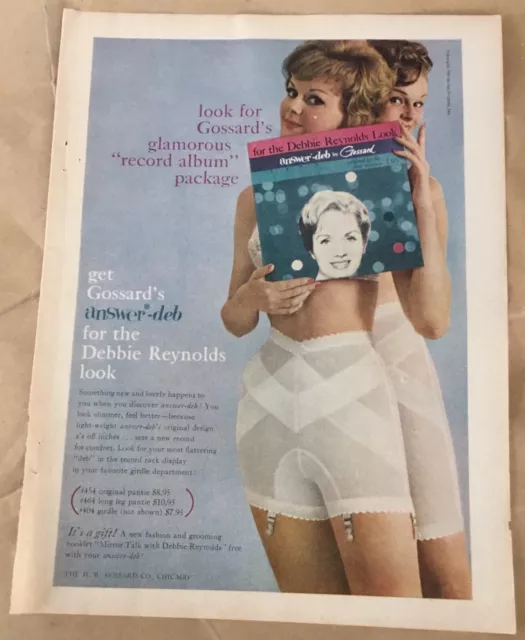 1961 VINTAGE PRINT ad - Gossard lingerie bra girdle Sexy girl