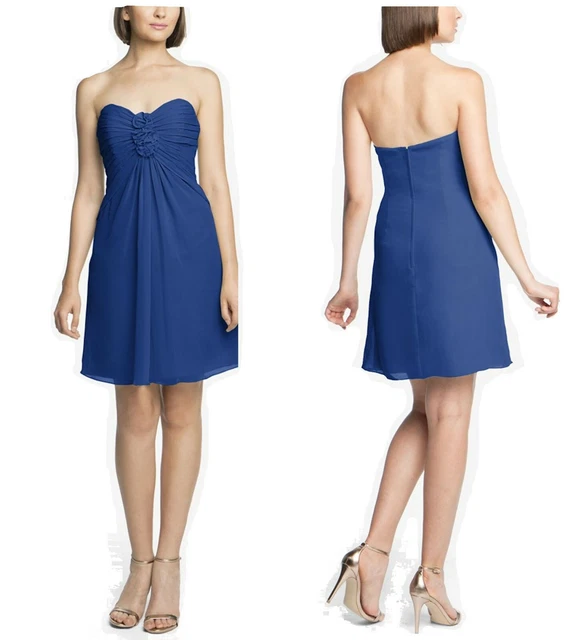 NWT G&G 558 Designer Chiffon Strapless Short Bridesmaid/Prom Dress ROYAL BLUE~0