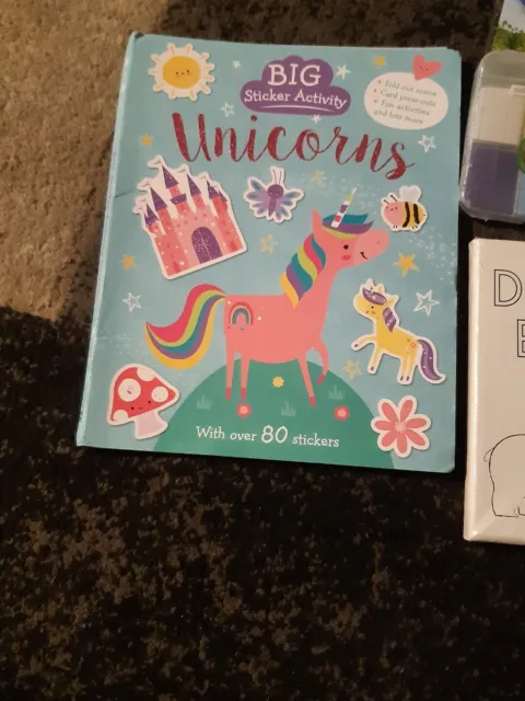Art Bundle Unicorn Sticker Activity Book / Canvas With Paints / Eraser Clay Etc.
