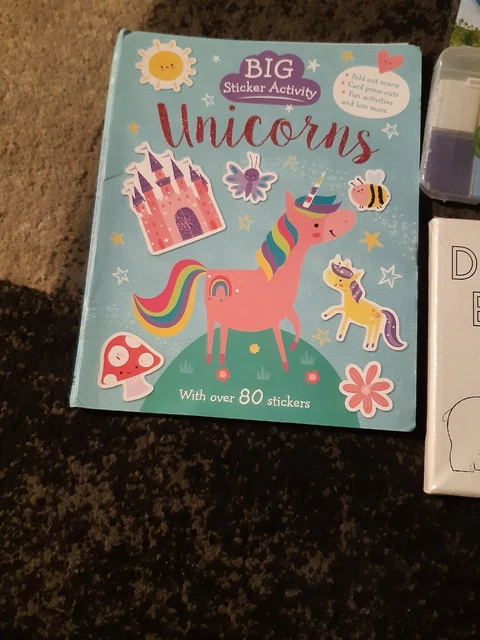 Art Bundle Unicorn Sticker Activity Book / Canvas With Paints / Eraser Clay Etc.
