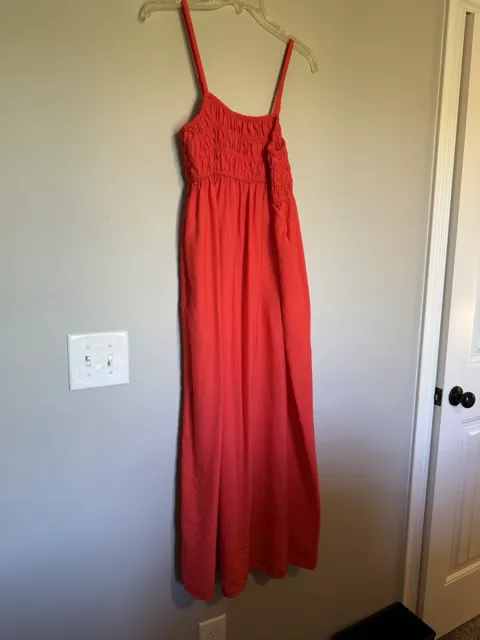 A New Day women's M maxi dress red  Smocked  spaghetti strap