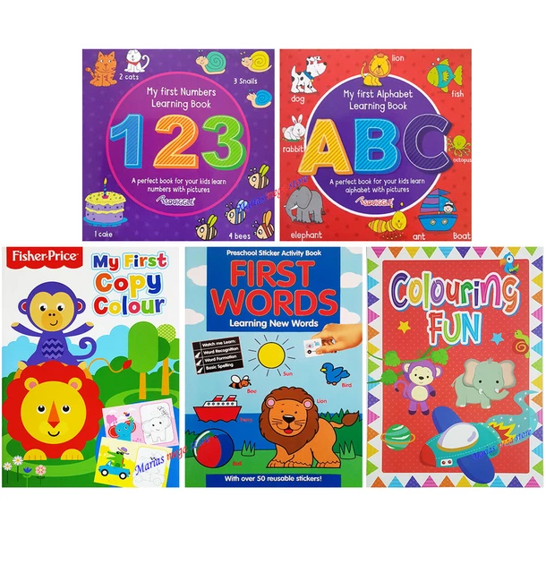 KIDS PRE SCHOOL Educational Colouring Books for Children 123 ABC First