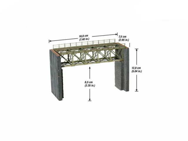 NOCH 67010 Spur H0 Stahlbrücke, mit Brückenköpfen, 18,8 x 7,5 x 12,8 cm