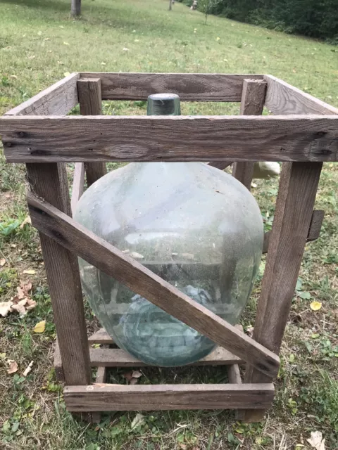 Weinballon, Ballonflasche, Glas 25 Liter mit Holztransportkiste