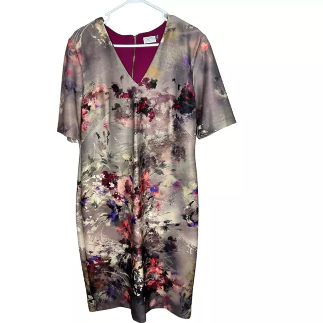 Christin Michaels Women’s Watercolor Floral Print Dress Lined Size 14