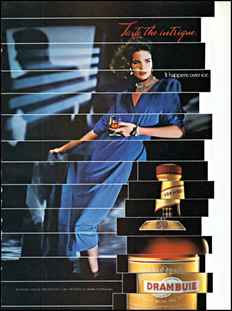 1985 Drambuie liqueur taste the intrigue woman ice vintage photo Print Ad ads15