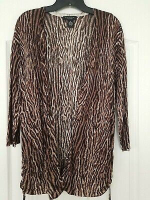 GRACE the perfect fit Open Front Cardigan 3/4 Sleeves Animal Print Tie Sides XL