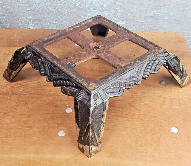 Antique Cast Iron Bridge Arm Floor Lamp Part BASE Ornate Art Deco Eastlake 9.25"