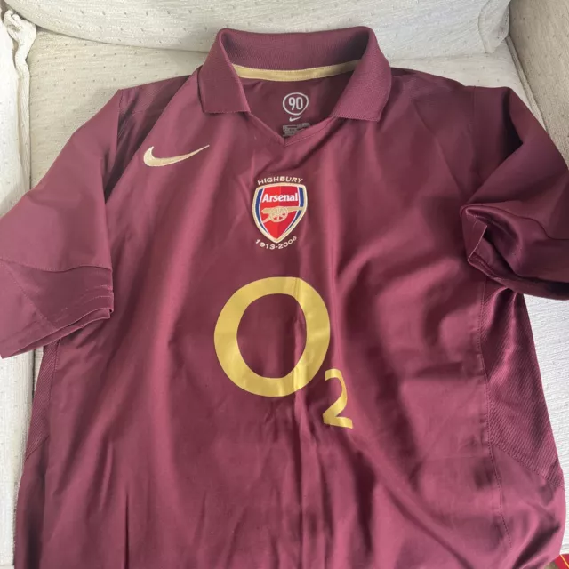 Arsenal 2005-2006 Away Short sleeve Bergkamp Redcurrant Football Shirt Boys XL