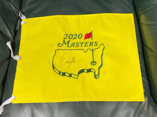 Dustin Johnson Signed 2020 Masters Golf Pin Flag Augusta Major Champion