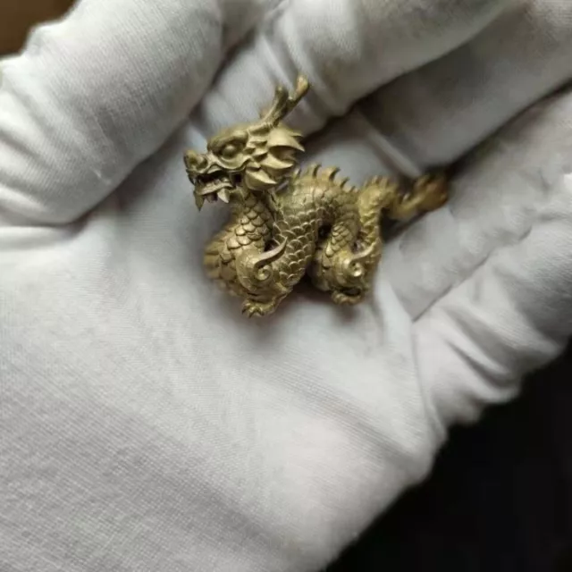 Chinese Bronze Copper Statue Hand Carved Dragon Decor龙80111