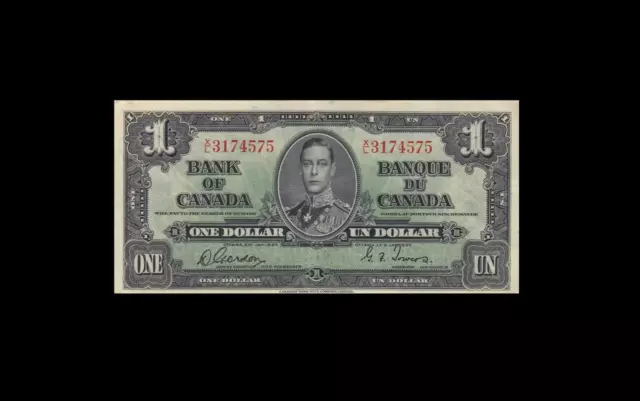 1937 BANK OF CANADA KGVI $1 **Gordon & Towers** "X/L" (( aUNC ))