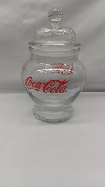 Vintage Coca-Cola Glass Candy Cookie Jar Collectible