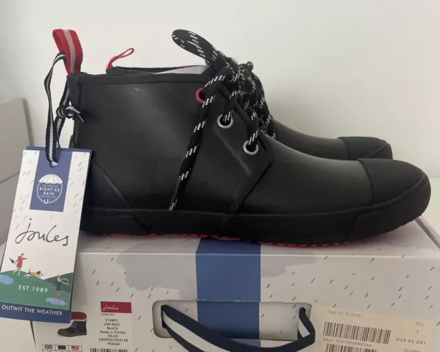Joules Girls Riley Lace Up Short Chelsea Wellies . Black Jnr UK Size 2 . BNWT .