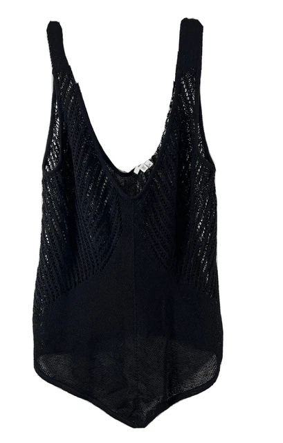Helmet Lang Women’s Black Loose Knit Hi Low Italian Yarn Sleeveless Top SZ M Helmet Lang Women’s Black Loose Knit Hi Low Italian Yarn Sleeveless Top SZ M