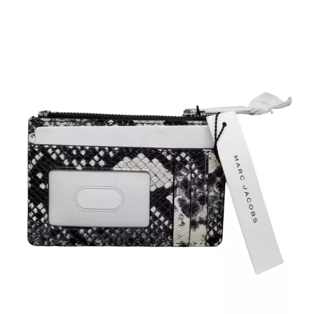 Marc Jacobs Leather Wallet Womens Black White Snake Embossed 2