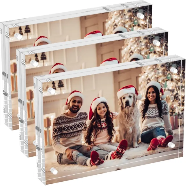 3 Pack Acrylic Photo Picture Frame magnetic 4x6 Clear Double Sided 4x6“