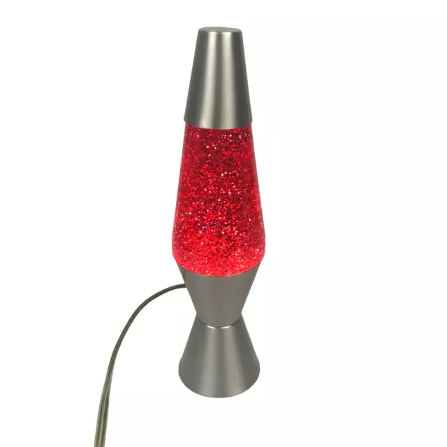 Vintage Retro Y2K Red Lava Lamp w/ Glitter Silver Base Great Working Condition