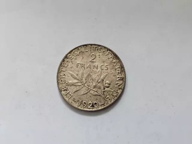 Frankreich    Dritte Republik      2  Francs  1920     Silber    siehe Bilder !