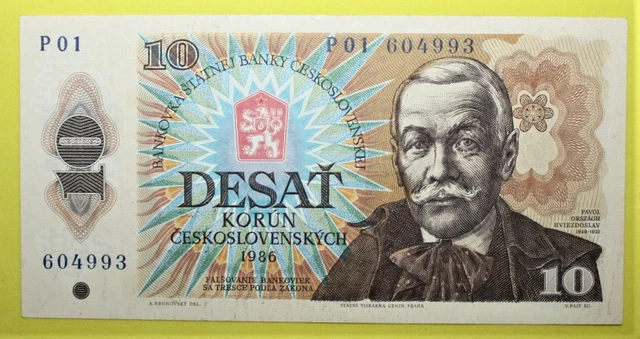 A12 - Czechoslovakia 10 Korun 1986 Almost Unc. Banknote P. 94 *** Hviezdoslav