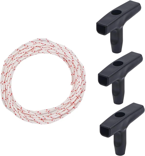 Corda Di Avviamento 10 M X 3,0 Mm Con 3 Maniglie - Per Motoseghe, Trimmer, Tagliasiepe E Attrezzature Da Giardino - Foto 4