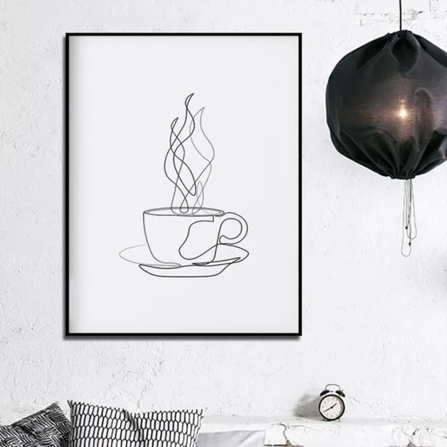 Home Hanging Picture Decor Print Paper Framed Canvas Wall Art Coffee Cup Poster