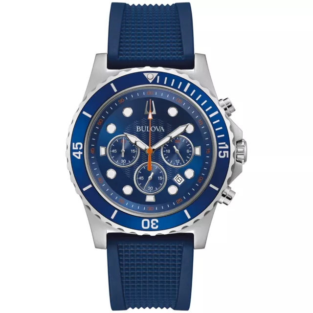 Bulova Mens Quartz Chronograph Blue Multi Dial Calendar Watch 44MM 96K108