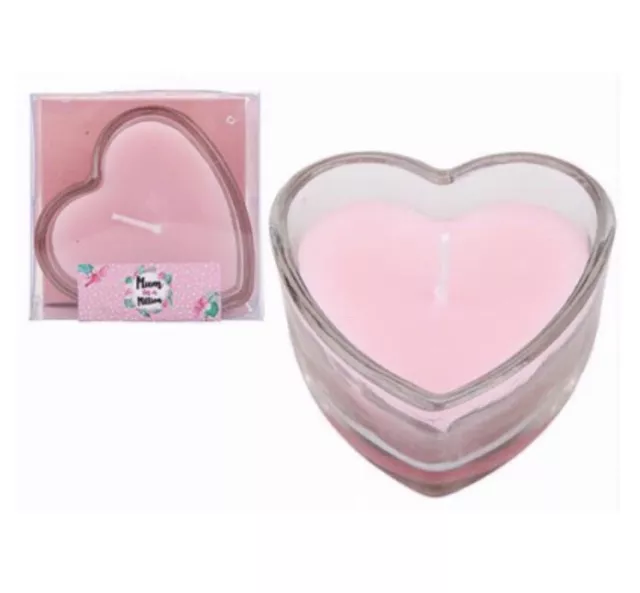 Pink Heart Shaped Fresh Rose Scented Candle Glass Holder Valentine’s Decoration