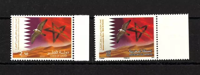 Qatar Morocco Friendship Joint Issue Stamps Set 2012, Falcon Birds Flag Star