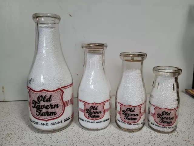 OLD TAVERN FARM Portland Maine Milk Bottle Set ME Dairy Advertising ...